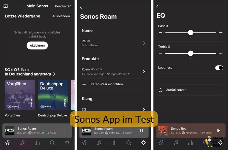 3 Screenshots der Sonos App